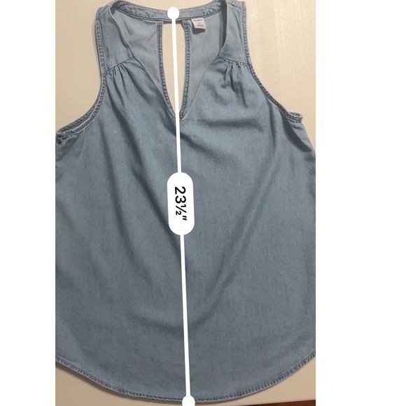 Old Navy Chambray Tank Top Sleeveless V Neck‎ Casual Blue XS - Picture 4 of 8